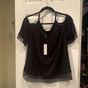 Black open shoulder shirt